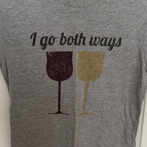 Gray Graphic Tee with Wine Glasses